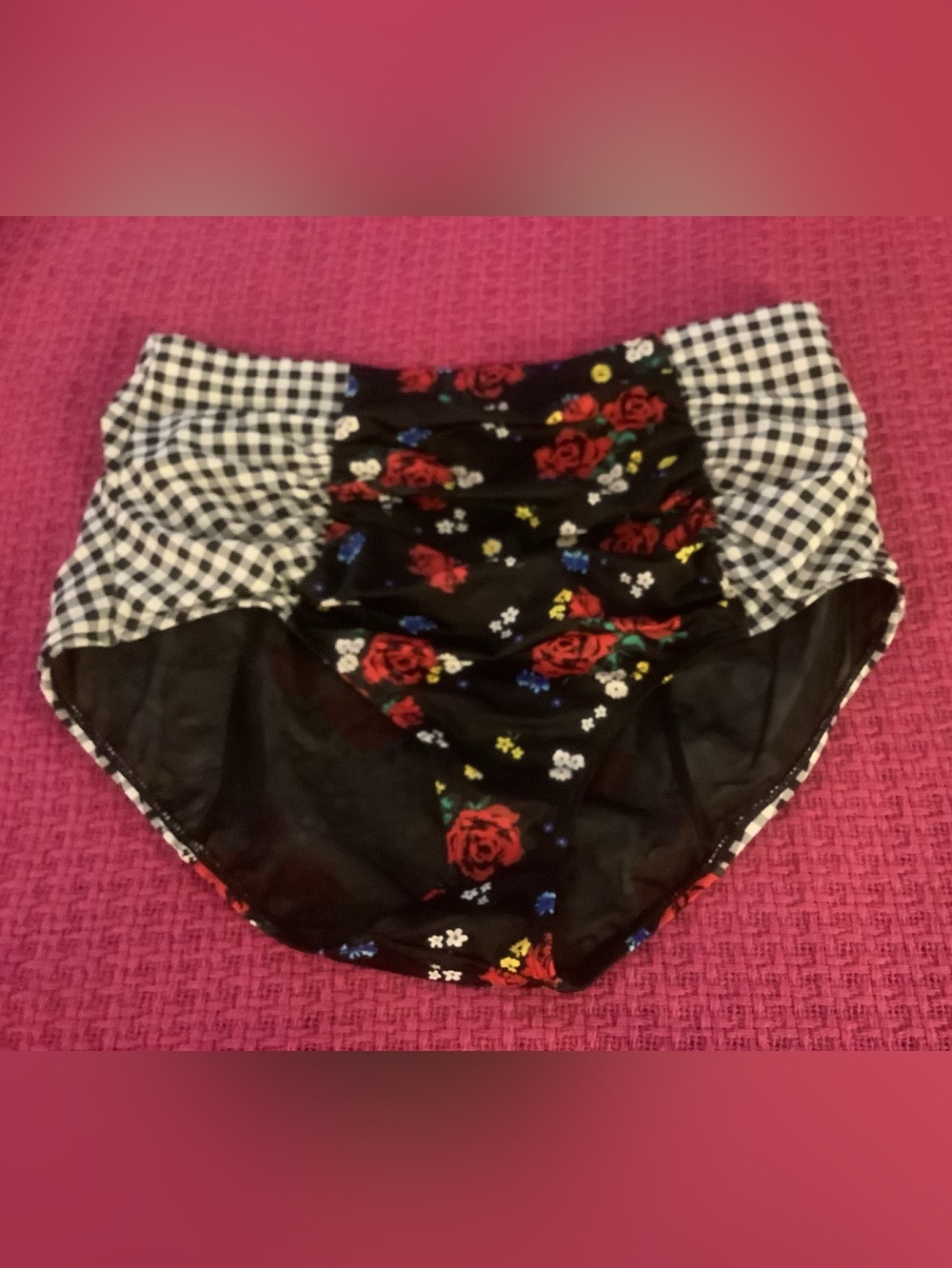 Floral Black Swim Bottom